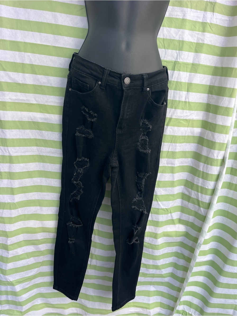 Wax Jean Black Distressed Skinny Jeans